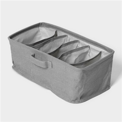 Органайзер для хранения белья LaDо́m, 6 ячеек, 32×17×12 см, серый