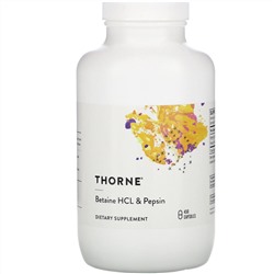 Thorne Research, Бетаингидрохлорид и пепсин, 450 капсул