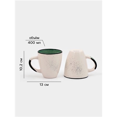 Набор посуды Доляна Nature Тар, 16 предметов: тарелки 8 шт. d=19 см, 27 см, глубокие 4 шт. 830 мл, кружки 4 шт. 400 мл, керамика, зелёный