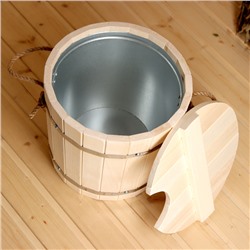 Запарник - ведро для бани и сауны, 12 л, липа, оцинкованная вставка, с крышкой, «Добропаровъ»