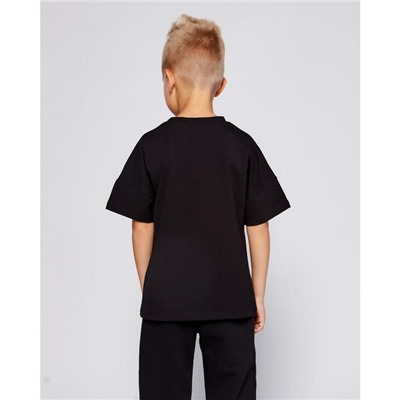 Футболка детская однотонная MINAKU: Basic line, чёрная, рост 128 см