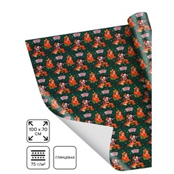 Бумага упаковочная глянцевая «Новый год 2026», лошадь, 70×100 см