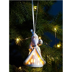 Светодиодная подвеска «Дед Мороз в белом», 10.8×6.4×5 см, 1 LED, от батареек LR44×3, свечение тёплое белое