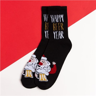 Носки новогодние мужские KAFTAN Beer, размер 41-44 (27-29 см), чёрные