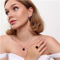 Комплект ювелирной бижутерии коллекция "Дубай" серьги, кулон и кольцо 17 р, покрытие позолота, вставка: искусственный кристалл под Сваровски, цвет: фиолетовый, арт.314.812-17