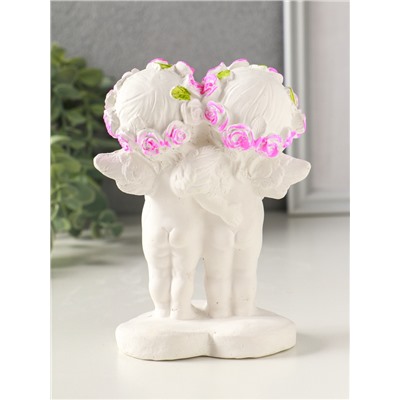 Фигурка гипс «Ангелочки с медведем», 13×7×9 см, белый с росписью