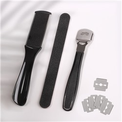 Набор для педикюра, 4 предмета, на блистере, чёрный