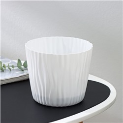 Кашпо для цветов со вставкой «Волна», 2 л, d=16 см, h=13.5 см, цвет белый