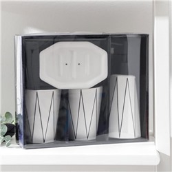 Аксессуары для ванной «Локо», 4 предмета, дозатор для мыла 280 мл, мыльница, 2 стакана 250 мл, белые