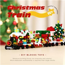 Конструктор рождественский поезд. сборные блоки детские развивающие