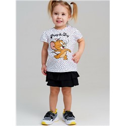Комплект детский трикотажный для девочек: фуфайка (футболка), юбка-шорты
