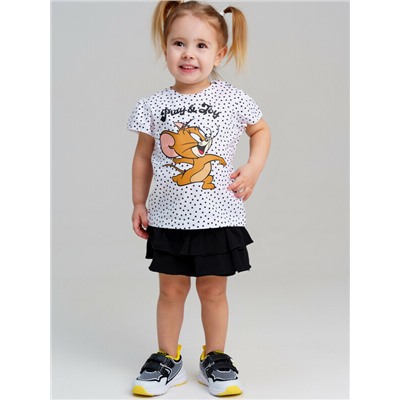 Комплект детский трикотажный для девочек: фуфайка (футболка), юбка-шорты