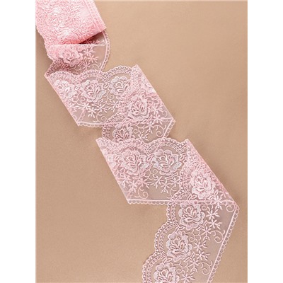 Кружево на сетке, 105 мм, 11±1 м, нежно-розовое