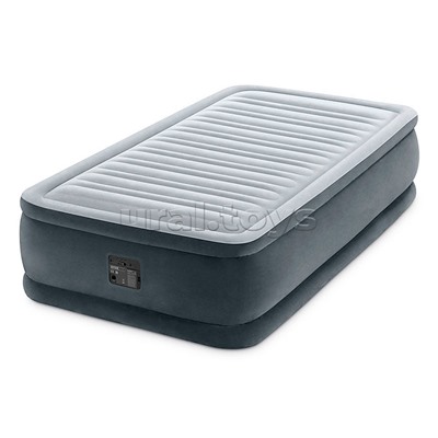 Односпальная надувная кровать 99х191х46см "Comfort-Plush" встр.нас. 220В, до 136кг, 64412 INTEX