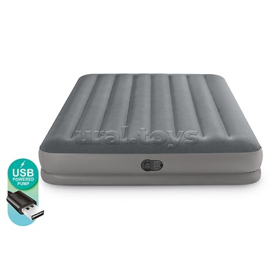 Надувной матрас 152х203х30см "Prestige" со встр. USB насосом, до 272кг, 64114 INTEX