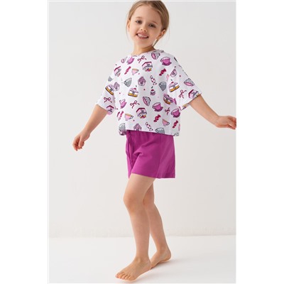 Комплект трикотажный для девочек: фуфайка (футболка), шорты PLAYTODAY, 1239769