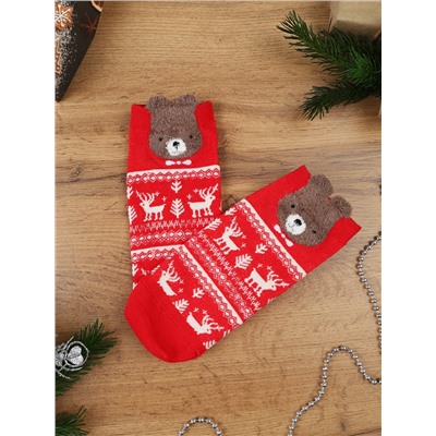 Носки р. 35-40 Новый год короткие / L819 / уп 10/1200/ ОДНА ПАРА/ МАРКА