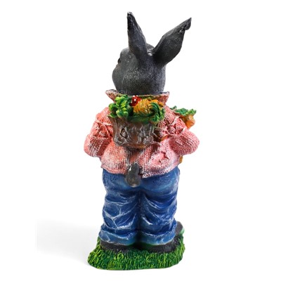 Садовая фигура из полистоуна «Зайка с морковкой и рюкзаком», 40×14×18 см