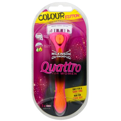 Станок для бритья Schick (Wilkinson Sword) QUATTRO Women COLOR Edition (+1 кассета)