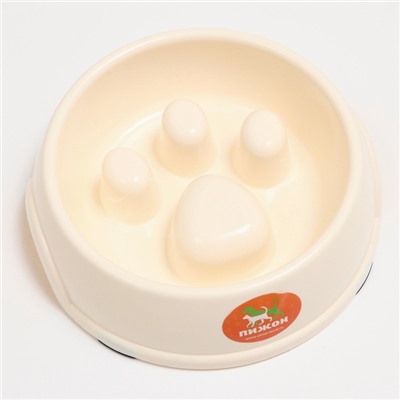 Миска для медленного кормления «Лапа», 800 мл, пластик, бежевая