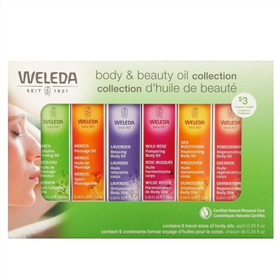 Weleda, Базовый набор масел для тела, 6 масел, по 0,34 жидкой унций в каждом