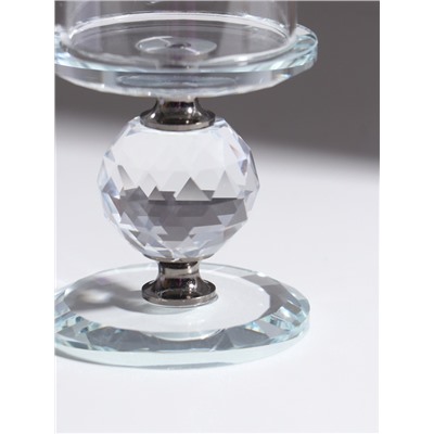 Стеклянный подсвечник на 1 свечу «Кристалл шар», чёрные вставки, 14×7×7 см