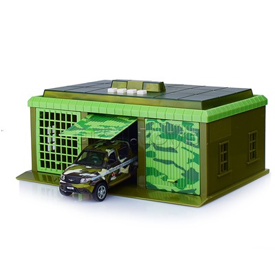 Игровой набор "Военная база" 22 см, Uaz Pickup, камуфляж (свет,звук) в коробке
