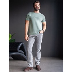 Футболка полуприлегающего кроя с принтом из премиального хлопка