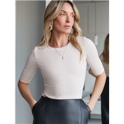 Футболка из трикотажа в широкий рубчик