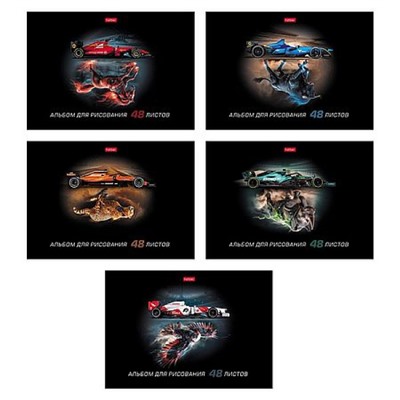 Альбом для рисования 48л "Сила зверя" 5 диз. выб.лак (094492) Хатбер