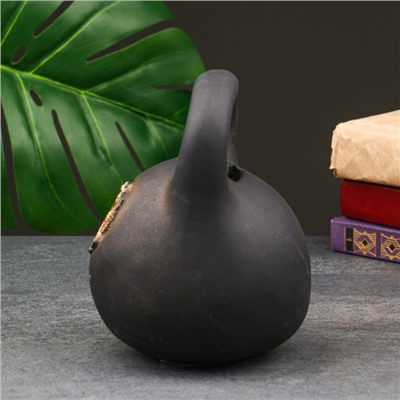 Копилка для денег «Гиря с гербом», гипс, чёрная, 14×14×19 см