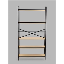 Стеллаж металлический для склада, 5 полок, дерево, 174×89×33 см, чёрный