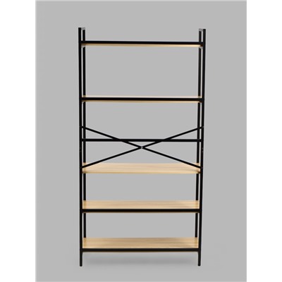 Стеллаж металлический для склада, 5 полок, дерево, 174×89×33 см, чёрный