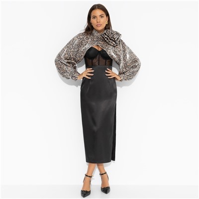 Болеро с перламутровым блеском, Деловой взгляд (леопардовое, с брошкой)