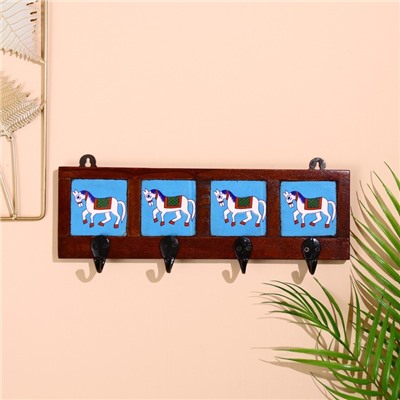 Вешалка «Караван. Лошади», 22×4×12 см, 4 крючка, дерево, МИКС