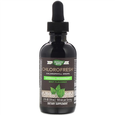 Nature's Way, Chlorofresh, капли с хлорофиллом, со вкусом мяты, 59 мл (2 жидких унции)