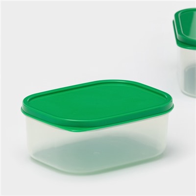 Набор контейнеров для хранения еды Доляна, прямоугольные, 3 шт. 150 мл, 500 мл, 1.2 л, пластик, зелёный