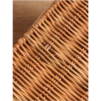 УЦЕНКА Корзинка прямоугольная с крышкой и тканевым подкладом, 33×22×15 см, ротанг