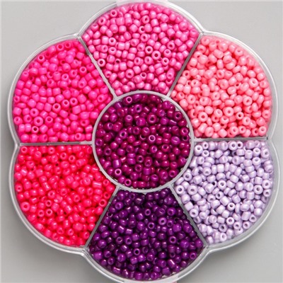 Бисер стекло 12/0 в цветке «Закат» цветной 7 цветов × 8 г 8.2×8.2×2 см