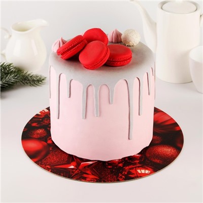 Подложка новогодняя под торт усиленная «С Новым годом», 26 см, 2 мм