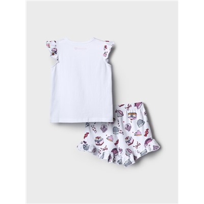 Комплект трикотажный для девочек: джемпер (футболка), шорты