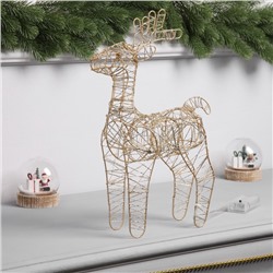 Светодиодная фигура «Олень бежевый» 35×19×8 см, 20 LED, батарейки ААx2 (не в комплекте), свечение теплое белое