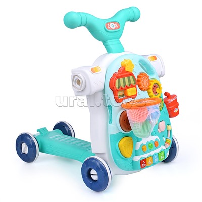 Игровой центр 4 в 1 (ходунки, каталка, самокат, игровой столик) в коробке
