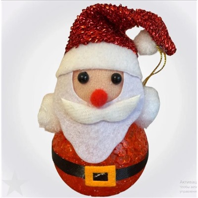 Новогоднее украшение, светящийся Санта 8см