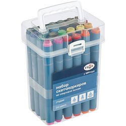 Набор  24 скетч маркеров двусторонних "Студия" основные цвета, пласт.кейс 1мм;2-6мм 1204P_2 Гамма