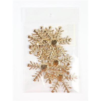 Новогодний набор для декора «Снежинка» цвет золотой, 6.5 см, набор 6 шт.