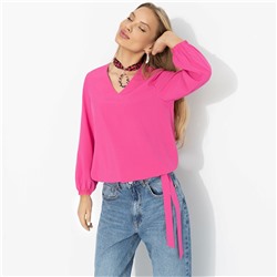 Блуза на резинке с завязками, В зоне внимания (розовый пион)