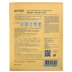 Petitfee, гидрогелевая маска для лица с золотом, 5 шт.