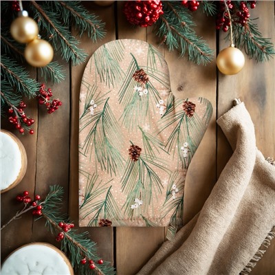 Варежка-прихватка новогодняя Spruce branches 20×28 см, 100% хлопок, саржа 190 г/м², ватин 250 г/м²