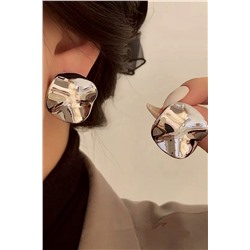 Серьги с эффектом мятого металла Круг + Подарок НАТАЛИ, 1133046